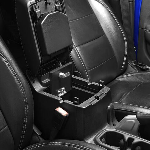 Hooke Road JL Gladiator Center Console Safe Lockbox Insert Armrest Storage for 2018-2026 Jeep Wrangler JL & Gladiator JT (Exclude Rubicon), Heavy Duty Safety Password Lock Box Vault (Black Steel) in Kuwait