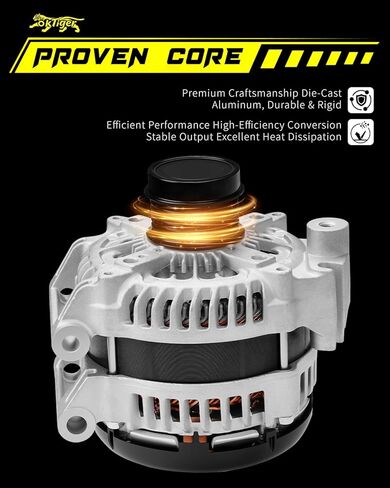 Oktiger Upgraded Alternator for Ram Promaster 1500 Promaster 2500 Promaster 3500 2014-2021 3.6L V6 Flex, V6 12V 220Amp Clockwise 6-Groove Decoupler Pulley, Replacement Alternators, OE 4727756AA 11793N | Precision CNC castings + die-cast aluminum housing,  in Kuwait