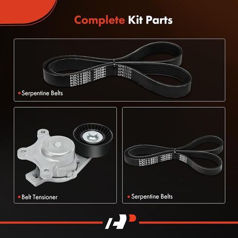 A-Premium Engine Serpentine Belt Drive Kit with Tensioner Compatible with Ford Edge 2011-2014 3.5L 3.7L & Lincoln MKX 2012-2015 3.7L, 3-PC Set in Kuwait