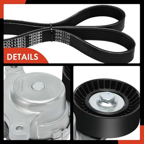 A-Premium Engine Serpentine Belt Drive Kit with Tensioner Compatible with Ford Edge 2011-2014 3.5L 3.7L & Lincoln MKX 2012-2015 3.7L, 3-PC Set in Kuwait