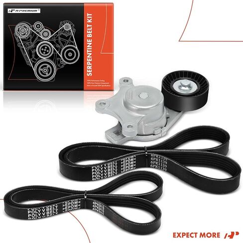 A-Premium Engine Serpentine Belt Drive Kit with Tensioner Compatible with Ford Edge 2011-2014 3.5L 3.7L & Lincoln MKX 2012-2015 3.7L, 3-PC Set in Kuwait