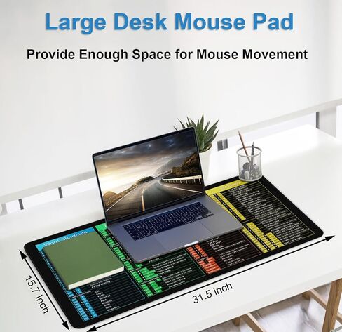 Excel Shortcuts Large Mouse Pad, Excel/Word/Power Point/Windows 31.5" x 15.7" Gaming Mousepad with Stitched Edge, Non-Slip Rubber Base Waterproof Big Long Keyboard Mat for Gamer, Office & Home in Saudi Arabia