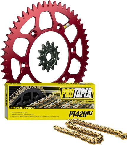 أسنان مسننة أمامية وخلفية Pro Taper ومجموعة سلسلة PT420MX - 14/50 أحمر - متوافقة مع Honda CRF150R، CRF150RB_033369|033248|023101 in Kuwait
