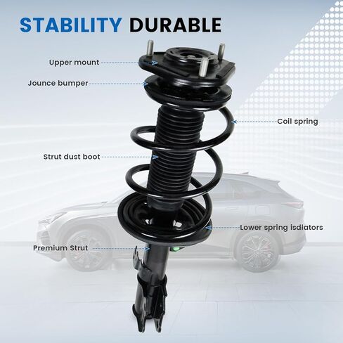 ممتص الصدمات الأمامي دعامات كاملة لـ 2009 2010 2011 2012 2013 Toyota Corolla 1.8L L4, 2011 2012 2013 Toyota Matrix 1.8L L4 مجموعة الصدمات مع مجموعة تعليق زنبركية ملفوفة استبدال 472598 472597 قطعتان in Kuwait