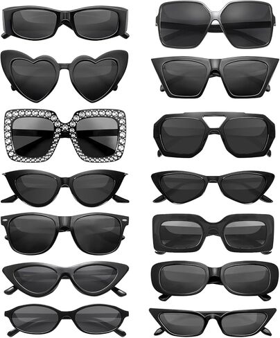 Pibupibu 14 Pack Mix Style Party Sunglasses Adult Bulk, Retro 80s 90s Colorful Sunglasses Party Favors Unisex in Saudi Arabia