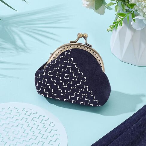 FREEBLOSS 3 Set Sashiko Bag Kit Sashiko Embroidery Kit for Beginners DIY Bag Embroidery Kits Includes Sewing Thread, Needles, Fabric, Thimble Hand Sewing Kits with PET Template in Kuwait