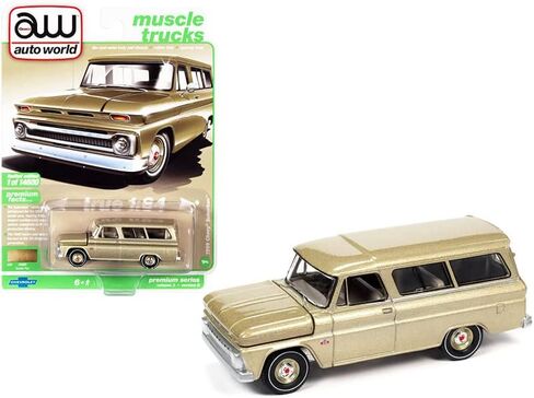 1/64 Autoworld 1966 Chevy Suburban Saddle Tan Metallic Muscle Trucks Limited Edition Diecast Model Car - AWSP073B in Kuwait