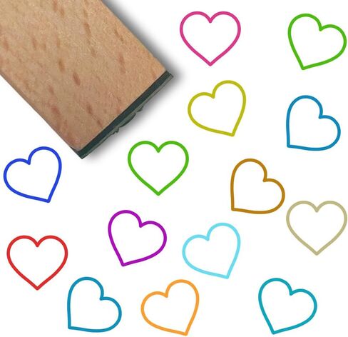 Mini Heart Stamps 0.6 Inch Planner Rubber Stamp Heart Pattern Valentines Unique Square Small Reusable Wood Seal for Scrapbooking Journaling Card Making Envelope Photos Travel DIY Crafts in Kuwait
