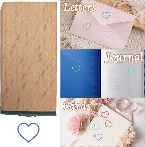 Mini Heart Stamps 0.6 Inch Planner Rubber Stamp Heart Pattern Valentines Unique Square Small Reusable Wood Seal for Scrapbooking Journaling Card Making Envelope Photos Travel DIY Crafts in Kuwait