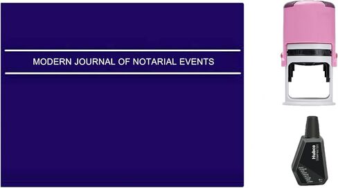 North Carolina Notary Stamp Kit | Pink R-542 Round Stamp with Modern Journal (Soft Cover) and 1 oz Refill Ink in Kuwait