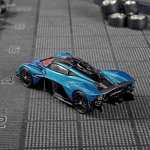 Hot Wheels Elite 64 Aston Martin Valkyrie – Premium Die-Cast Car with Opening Gull-Wing Doors, Real Riders Rubber Tires, Metal Body & Chassis – Metallic Teal – HWR91 Collector Car 1:64 Scale in Saudi Arabia