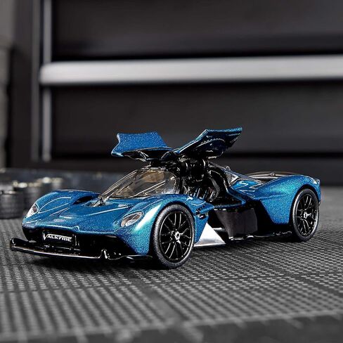 Hot Wheels Elite 64 Aston Martin Valkyrie – Premium Die-Cast Car with Opening Gull-Wing Doors, Real Riders Rubber Tires, Metal Body & Chassis – Metallic Teal – HWR91 Collector Car 1:64 Scale in Saudi Arabia