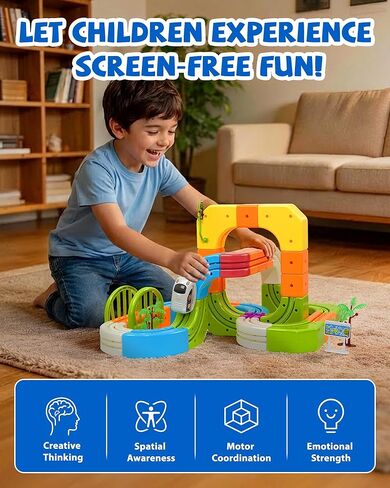 Electric Train Set for Kids 3 4 5 6 7 8, Magic Rail Block Flexible Race Track Railway Set, DIY Assembled 3D STEM Car Track Train Toys for Toddlers 3-5, Birthday Gift for Boys Girls(145 Pcs) in Saudi Arabia