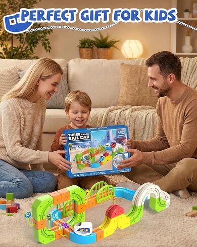 Electric Train Set for Kids 3 4 5 6 7 8, Magic Rail Block Flexible Race Track Railway Set, DIY Assembled 3D STEM Car Track Train Toys for Toddlers 3-5, Birthday Gift for Boys Girls(145 Pcs) in Saudi Arabia