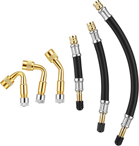 6pcs Universal Flexible Tire Valve Extension, Brass Valve Stem Extenders with 45°/90°/135° Angle 3.9in/5.9in/8.2in Tire Inflator Extension Hose Adapter for Cars Trucks Motorcycles RVs Bikes Scooters in Kuwait