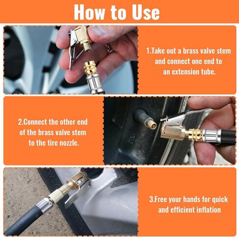 6pcs Universal Flexible Tire Valve Extension, Brass Valve Stem Extenders with 45°/90°/135° Angle 3.9in/5.9in/8.2in Tire Inflator Extension Hose Adapter for Cars Trucks Motorcycles RVs Bikes Scooters in Kuwait