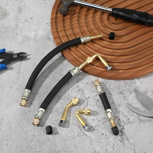 6pcs Universal Flexible Tire Valve Extension, Brass Valve Stem Extenders with 45°/90°/135° Angle 3.9in/5.9in/8.2in Tire Inflator Extension Hose Adapter for Cars Trucks Motorcycles RVs Bikes Scooters in Kuwait