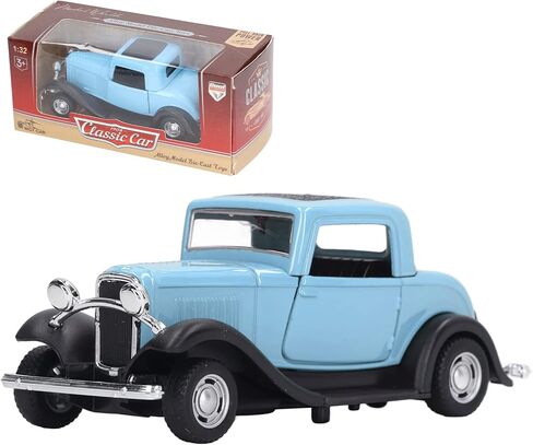 Classic Vintage Alloy Car Model Opened Doors Retro Antique Pullback Toy 1:32 for Playtime Education (Blue) in Kuwait