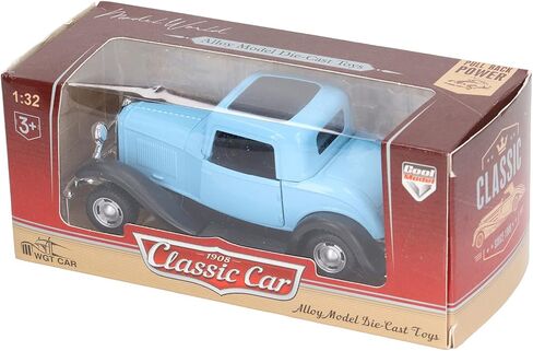 Classic Vintage Alloy Car Model Opened Doors Retro Antique Pullback Toy 1:32 for Playtime Education (Blue) in Kuwait