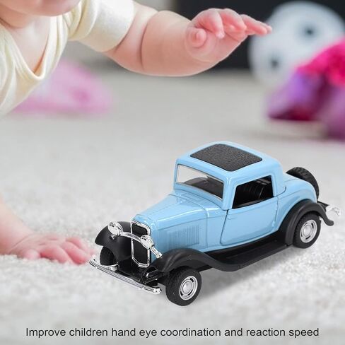 Classic Vintage Alloy Car Model Opened Doors Retro Antique Pullback Toy 1:32 for Playtime Education (Blue) in Kuwait