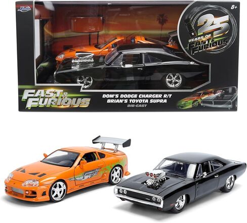 Jada Toys Fast & Furious 1:24 Scale Anniversary Twin Pack Die-Cast Dom’s 1970 Dodge Charger R/T and Brian’s 1995 Toyota Supra – Collector Replica Set in Kuwait