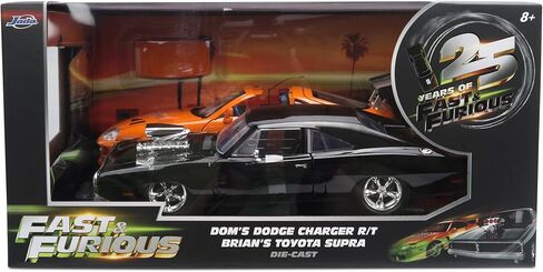 Jada Toys Fast & Furious 1:24 Scale Anniversary Twin Pack Die-Cast Dom’s 1970 Dodge Charger R/T and Brian’s 1995 Toyota Supra – Collector Replica Set in Kuwait