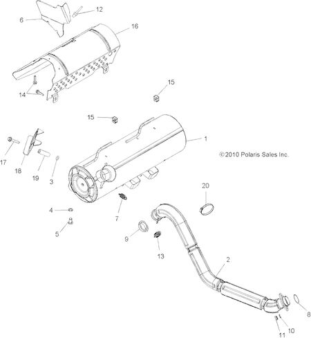 مجموعة ماسورة العادم المفردة Polaris، قطعة OEM الأصلية 1261551، الكمية 1 in Kuwait