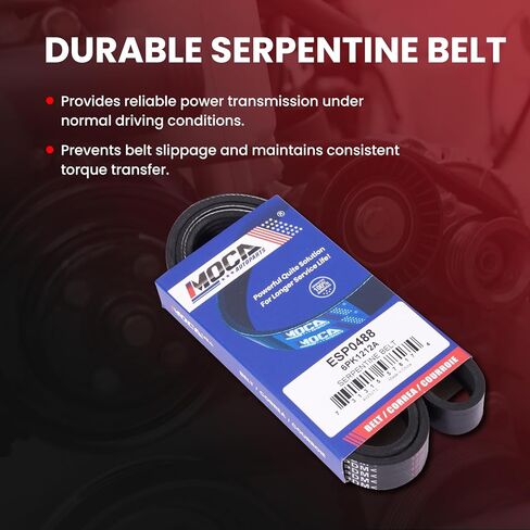 MOCA 6PK1212A Serpentine Belt Fits 2019-2013 for Nissan Nv200 L4-2.0L, Accessory Drive, 2012-2007 Sentra L4-2.0L, Water Pump, Alternator, Air Conditioning And Power Steering, 2023-2020 Versa L4-1.6L in Kuwait