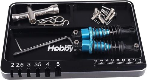 HobbyPark Aluminum RC Parts Screws Tray Magnetic Compartment, Screw Length & Diameter Gauge, 130x90mm for 1/8 1/10 1/18 1/24 RC Car Crawler Truck Touring Drift Maintenance in Kuwait