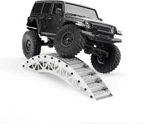 RC Crawler Bridge Obstacle, Stainless Steel DIY Assembly Ramp for 1/12 1/18 1/24 RC Crawler Course Accessories (Silver Step Bridge) in Saudi Arabia