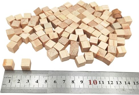 100PCS Unfinished Wooden Cubes, 0.4 inch Blank Square Wood Blocks Natural Wooden Blocks for Crafts, Carving and DIY Projects in Kuwait