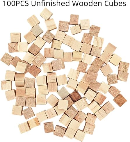 100PCS Unfinished Wooden Cubes, 0.4 inch Blank Square Wood Blocks Natural Wooden Blocks for Crafts, Carving and DIY Projects in Kuwait