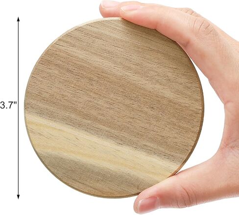 ZEAYEA 36 Pack Acacia Wood Coasters, 3.7 Inch Round Unfinished Wood Cup Coasters for Drink with Non-Slip Dots, Blank Wooden Slices for Crafts, Painting, Writing, Staining, Engraving, Home Decoration in Kuwait