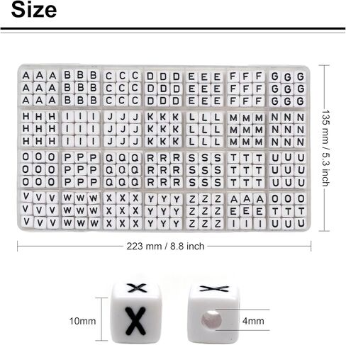 MELIUS 252Pcs 10x10mm Acrylic Large Letter Beads, Square Big Alphabet Paracord Beads for Jewelry Making, DIY Necklaces Collars, Key Chains, Bracelets (White) in Saudi Arabia