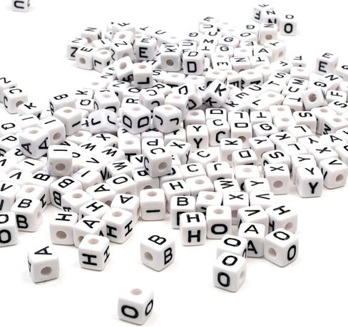 MELIUS 252Pcs 10x10mm Acrylic Large Letter Beads, Square Big Alphabet Paracord Beads for Jewelry Making, DIY Necklaces Collars, Key Chains, Bracelets (White) in Saudi Arabia