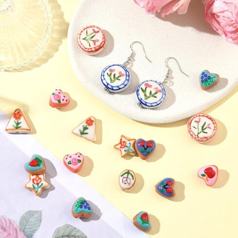 SUNNYCLUE 1 صندوق 20 قطعة 10 أنماط مختلطة من الخرز Lampwork متنوعة الخرز السيراميك السائبة اليدوية المزجج الملونة نجمة مستديرة القلب الزجاج الفواصل فضفاضة لصنع المجوهرات DIY لوازم الحرفية سوار قلادة in Kuwait
