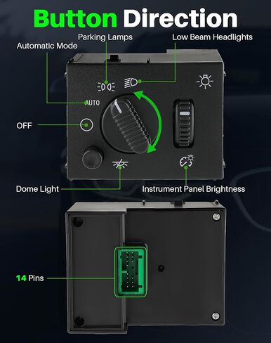 Headlight Switch Compatible with Cadillac Escalade 2003-2006, Chevy Avalanche Silverado Suburban Tahoe GMC Sierra Yukon Hummer H2, Instrument Panel Dimmer Switch, Replaces 15176678, 15194803 in Kuwait