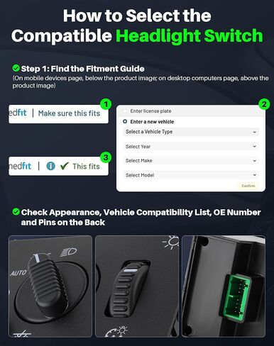 Headlight Switch Compatible with Cadillac Escalade 2003-2006, Chevy Avalanche Silverado Suburban Tahoe GMC Sierra Yukon Hummer H2, Instrument Panel Dimmer Switch, Replaces 15176678, 15194803 in Kuwait