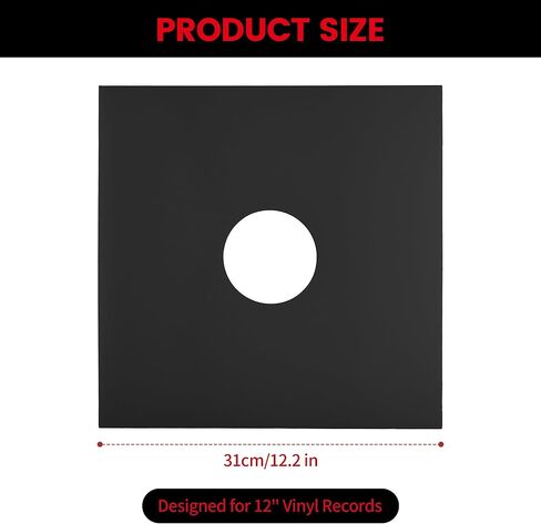 12 Pack 12 Inch Vinyl Record Sleeves Premium Black Album Covers Heavy Duty 350gsm LP Record Jackets with Center Hole Anti Static Storage Protectors for Vinyl Albums in Saudi Arabia