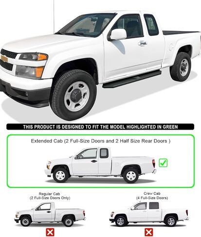 Tuxtreme 6-inch (Black Stainless Steel Flat Style) Running Boards Nerf Bars Side Steps Compatible with Chevy Colorado GMC Canyon 2004-2012 Extended Cab & Isuzu i-Series 2006-2008 in Kuwait
