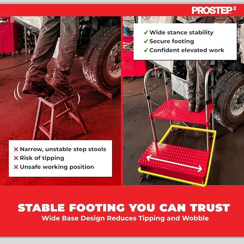 ProStep2™ Heavy-Duty Shop Step Platform – STC20360 | 53" Slip-Resistant Steel Step with Wheels & Ergonomic Handle | Compact, Durable Work Platform for Auto & Truck Repair in Kuwait