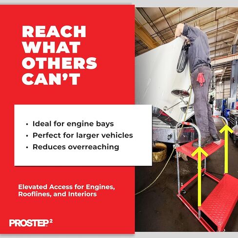 ProStep2™ Heavy-Duty Shop Step Platform – STC20360 | 53" Slip-Resistant Steel Step with Wheels & Ergonomic Handle | Compact, Durable Work Platform for Auto & Truck Repair in Kuwait