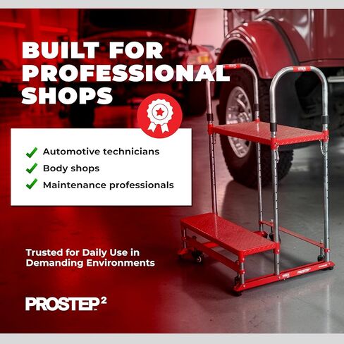 ProStep2™ Heavy-Duty Shop Step Platform – STC20360 | 53" Slip-Resistant Steel Step with Wheels & Ergonomic Handle | Compact, Durable Work Platform for Auto & Truck Repair in Kuwait