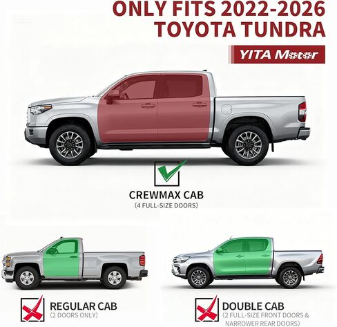 YITAMOTOR 6 Inches Running Boards Side Steps Compatible with 2022-2026 Toyota Tundra CrewMax Cab 4 Full Size Doors - Textured Black Stainless Steel Step Rails Nerf Bars in Kuwait
