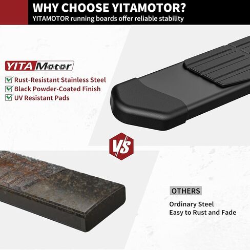 YITAMOTOR 6 Inches Running Boards Side Steps Compatible with 2022-2026 Toyota Tundra CrewMax Cab 4 Full Size Doors - Textured Black Stainless Steel Step Rails Nerf Bars in Kuwait