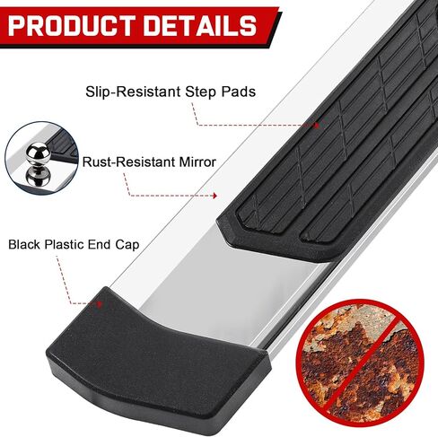 COMNOVA Running Boards Compatible with 2009-2018 Dodge Ram 1500 Quad Cab, 10-24 Dodge Ram 2500 3500 Quad Cab, 6 Inch Ram Rock Sliders Nerf Bars Step Bars Made with High Light Stainless Steel. in Saudi Arabia