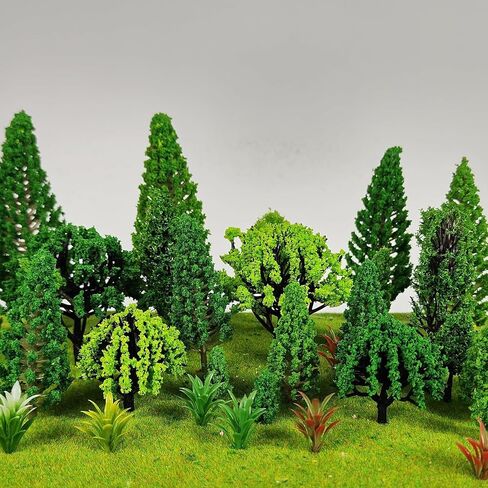40PCS Model Trees with 12PCS Mini Diorama Wild Animals Kit, Mixed Size 4.5-16cm Miniature Tree, Realistic Diorama Accessories for Model Railway, Train Scenery, Landscape, DIY Crafts in Saudi Arabia