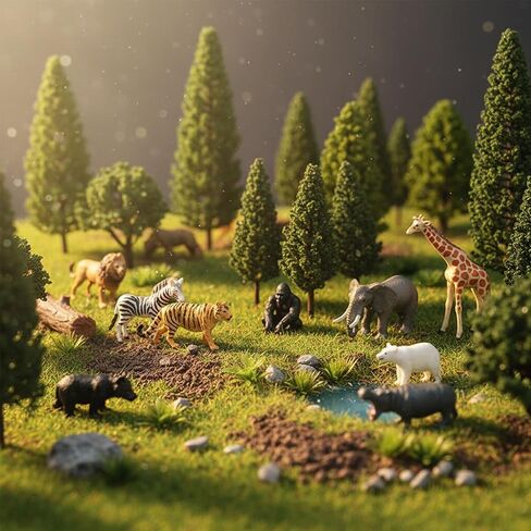 40PCS Model Trees with 12PCS Mini Diorama Wild Animals Kit, Mixed Size 4.5-16cm Miniature Tree, Realistic Diorama Accessories for Model Railway, Train Scenery, Landscape, DIY Crafts in Saudi Arabia