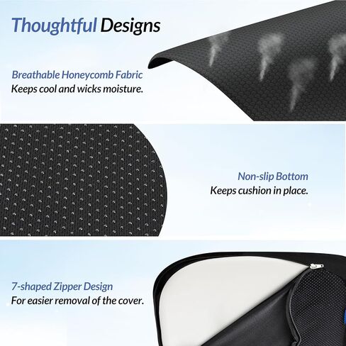 ZIKEE Ergonomic Seat Cushion with Thigh Slope for Long Sitting, Memory Foam Office Chair Cushion for Car, Home, U-Shaped Design Relieves Hip, Tailbone Pain, Non-Slip Sciatica Pain Relief Pillow in Saudi Arabia