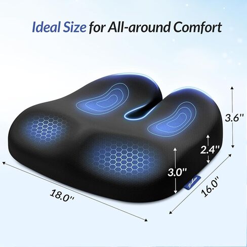 ZIKEE Ergonomic Seat Cushion with Thigh Slope for Long Sitting, Memory Foam Office Chair Cushion for Car, Home, U-Shaped Design Relieves Hip, Tailbone Pain, Non-Slip Sciatica Pain Relief Pillow in Saudi Arabia
